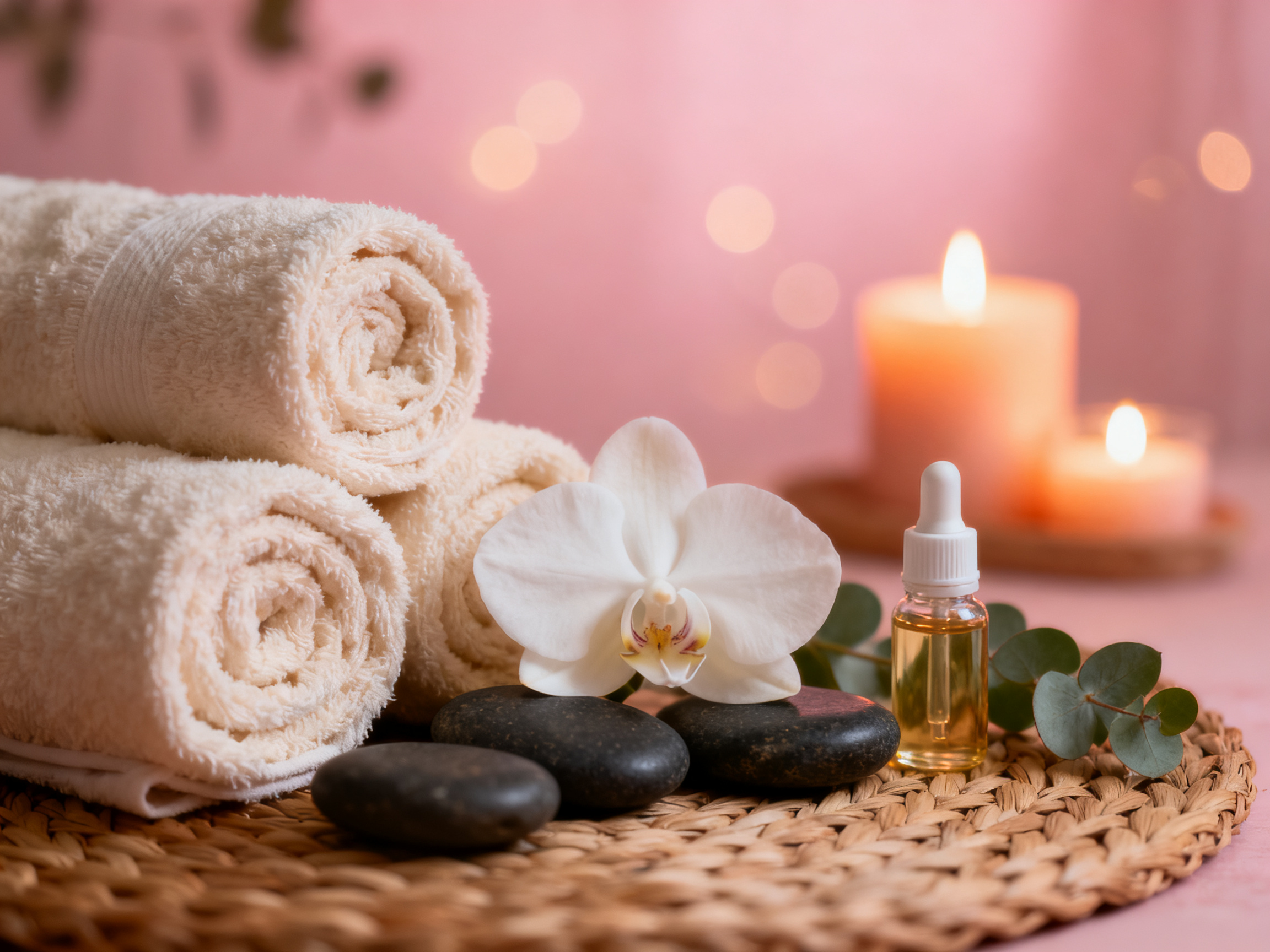 Soft candlelight and massage oil